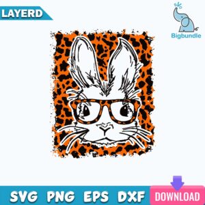 Bunny Face Leopard Bubble Gum SVG PNG, Easter Bunny Glasses SVG, Rabbit Face