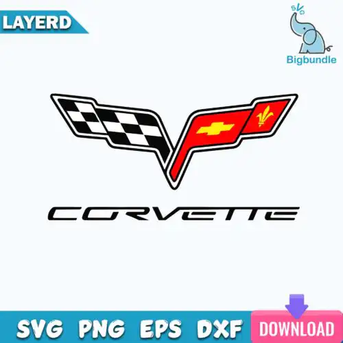 Corvette Flags Chevrolet Classic Logo 2005 Svg, Corvette Flags Svg