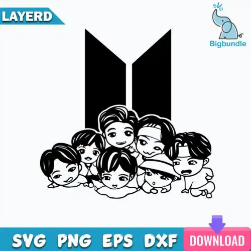 Dorable Tinytan BTS Members Under The Logo Svh, BTS Svg, Kpop Star Svg