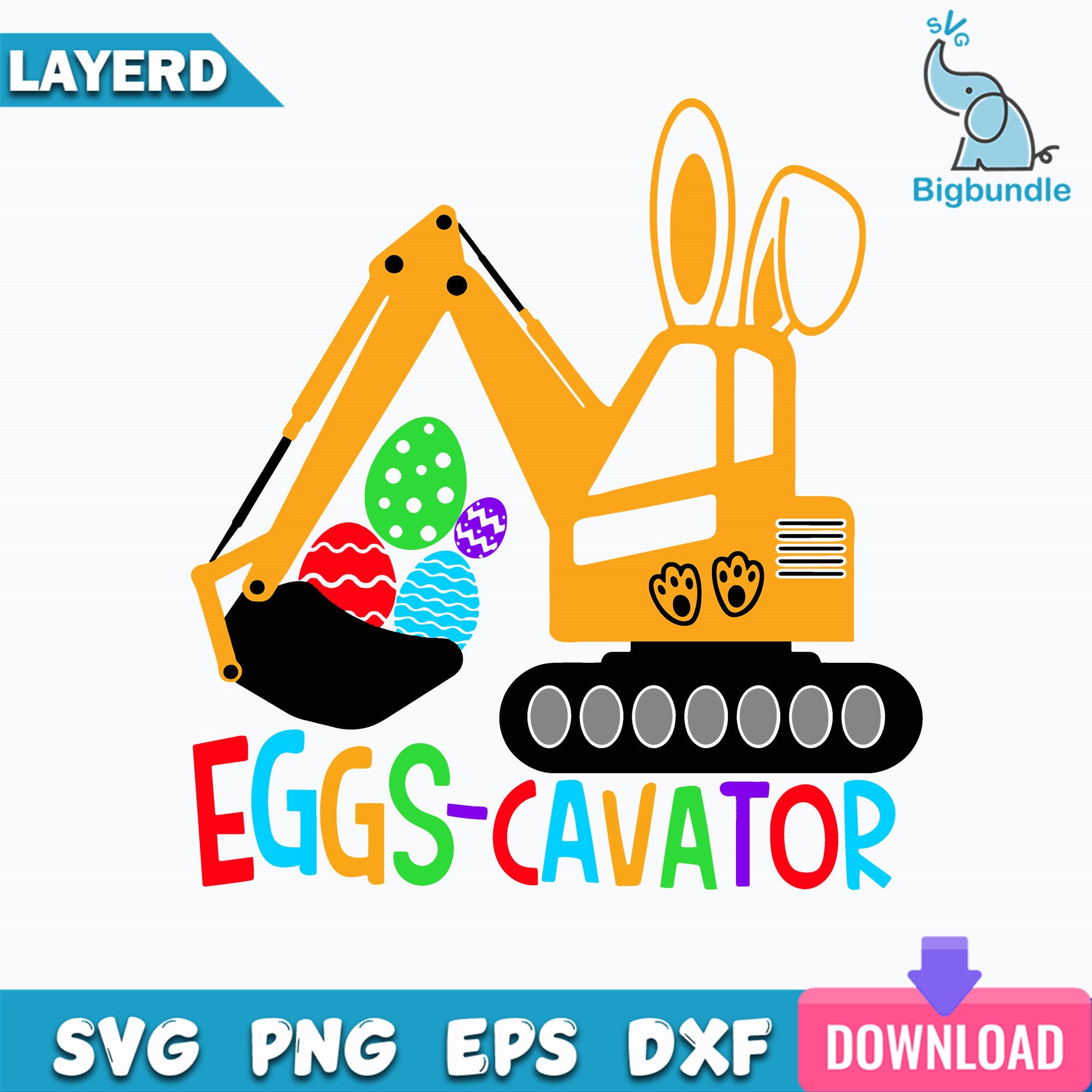 Easter Eggs Cavator Svg, Easter Kid Svg
