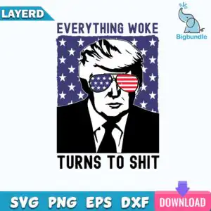 Black and white Trump portrait with aviator sunglasses with American flag lenses and bold text
