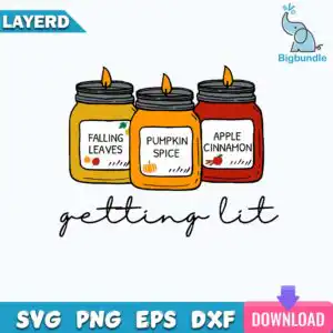 funnyquotes_588.jpg Hand-drawn trio of mason jar candles labeled Falling Leaves, Pumpkin Spice, Apple Cinnamon with getting lit text