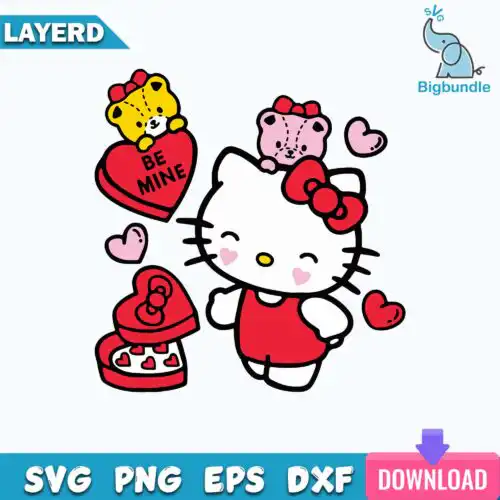 Hello Kitty Be Mine Candy Svg, Kitty Valentine Svg