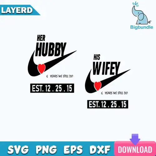 Hubby Wifey Nike SVG, Funny Svg, Couple Svg for Shoe