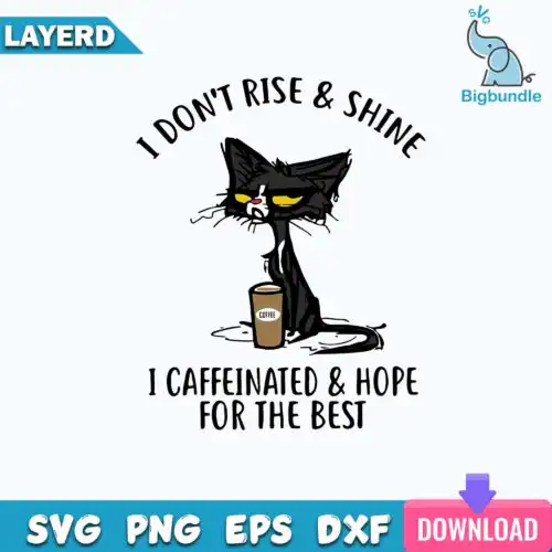 I Dont Rise And Shine I Caffinated & Hope For The Best Svg, Black Cat Svg