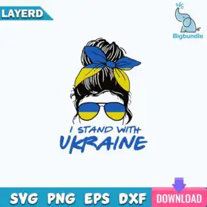 funnyquotes_829.jpg Line-art woman seen from behind with a messy bun, blue and yellow striped headband bow, aviator sunglasses and I STAND WITH