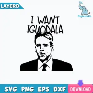 Portrait silhouette of man in business suit and tie with I Want Iguodala quote above