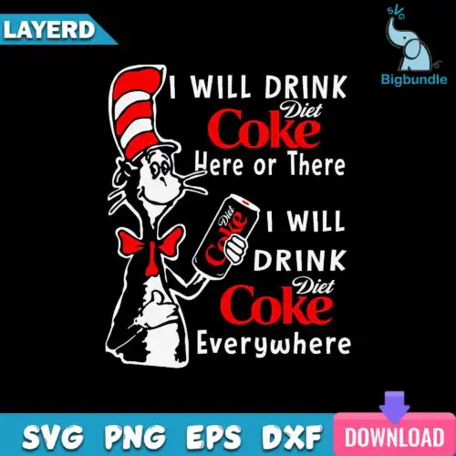 I Will Drink Diet Coke Here Or There I Will Drink Diet Coke Everywhere Svg, Funny Svg