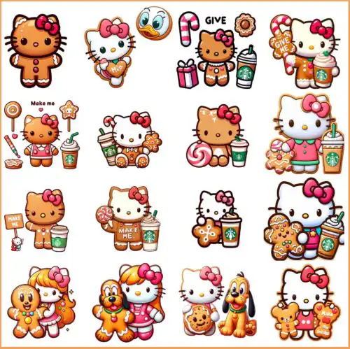 Gingerbread Hello Kitty PNG bundle