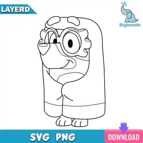 Granny Janet outline svg, bluey svg, digital download.