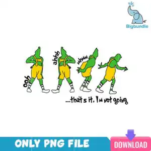 grinchpng_1.png Green furry figure in yellow overalls in four dance poses with ooh ahhh text