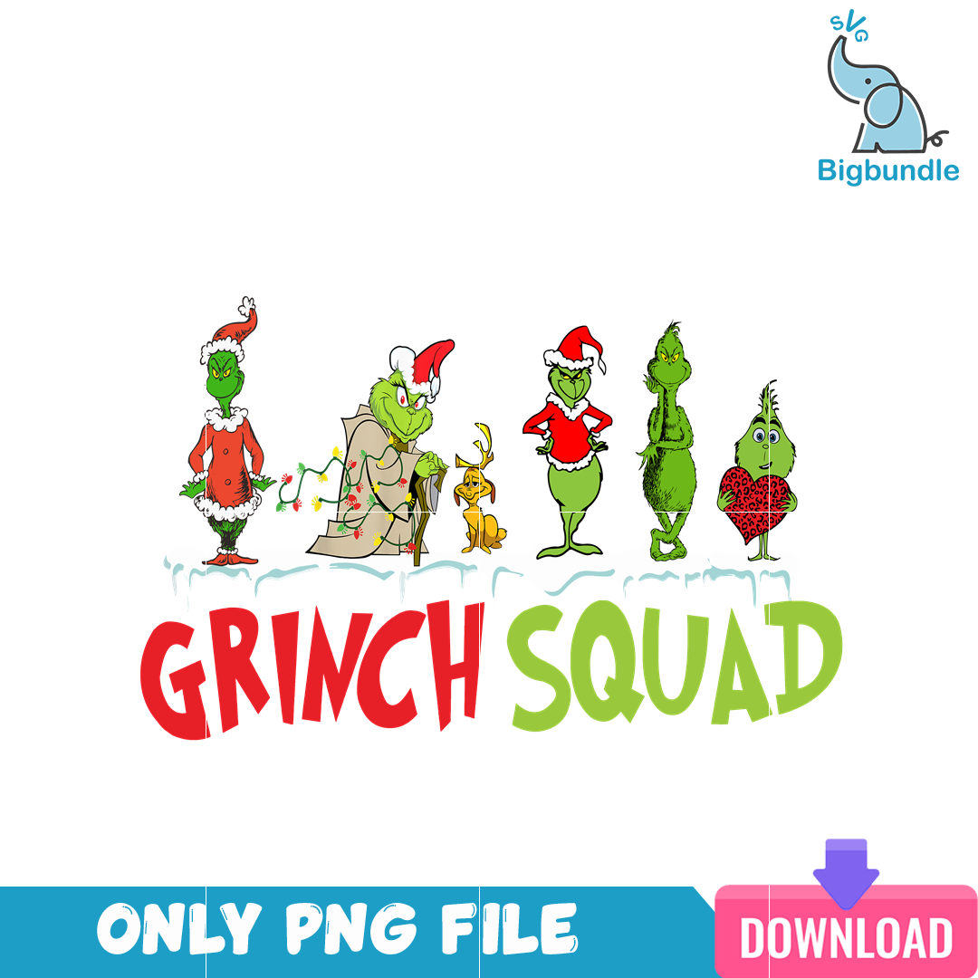 Grinch Santa Squad PNG