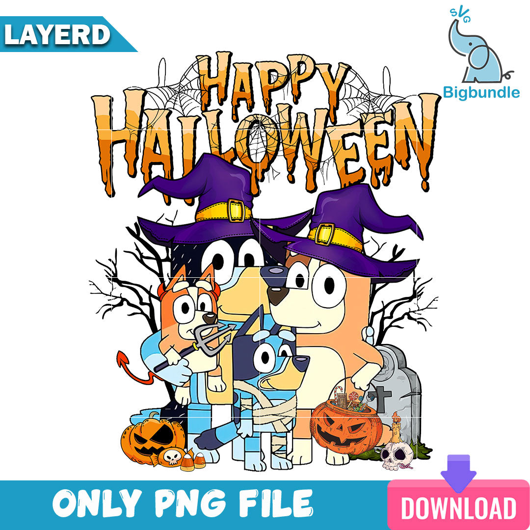 Happy halloween bluey and bingo, Bluey halloween png, Digital download.