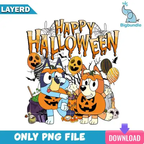 Happy halloween bluey and bingo, Bluey halloween png, instant download.