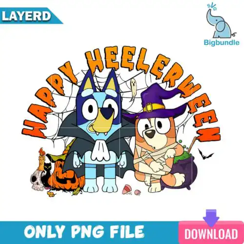 Bluey and bingo happy halloween, Bluey halloween png, Digital download.