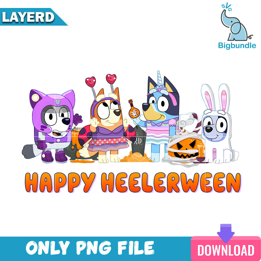 Happy halloween bluey and friends, Bluey halloween png, Digital download.