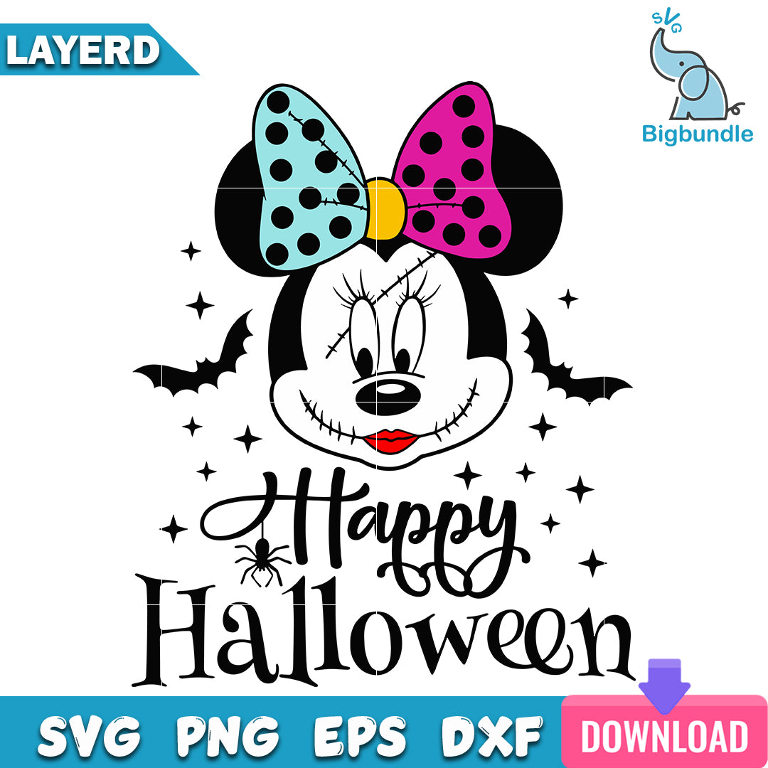 Happy Halloween Minnie Sally Mouse, halloween png, dxf, svg, eps, Digital downloand.