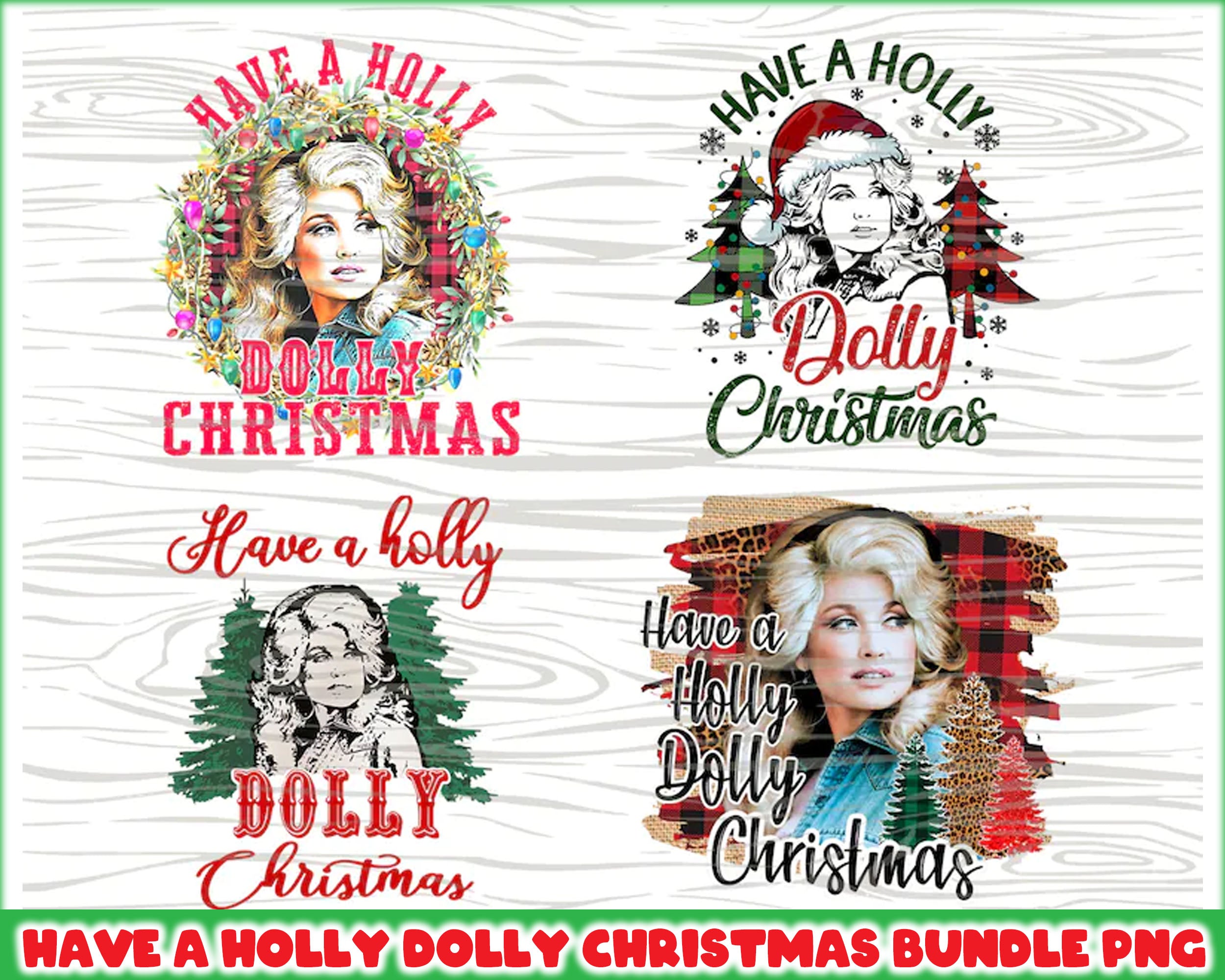 Version 2 - Have A Holly Dolly Christmas PNG Bundles, Dolly Parton Png, Country Music Lover, Christmas Gifts, Vintage Christmas Sublimation Design CRM24112205