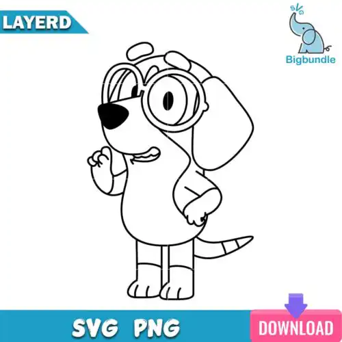 Honey outline svg, bluey svg, bluey dog.