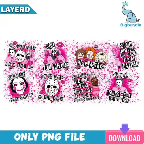 Horror mean girl halloween, glass can png, halloween png, Instant download.