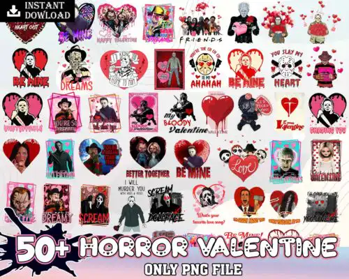 50+ Horror Valentine bundle, Valentine's day PNG, Valentine sublimation Design Digital Download