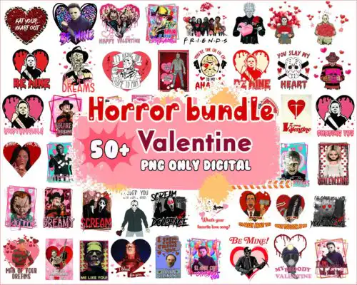 Version 2 - 50+ Horror Valentine bundle, Valentine's day PNG, Valentine sublimation Design Digital Download