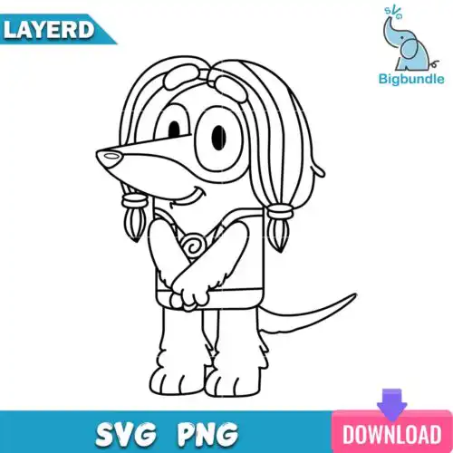 Indy outline svg, bluey svg, bluey dog.