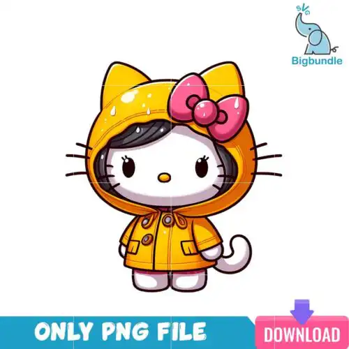 Yellow Raincoat Hello Kitty PNG