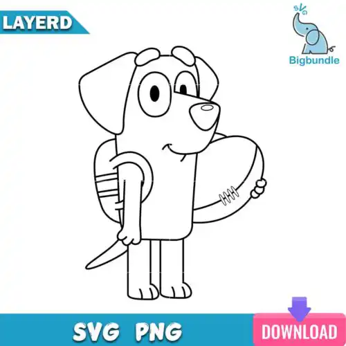 Lucky outline svg, bluey svg, bluey dog.