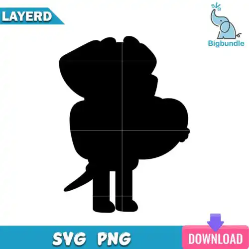 Lucky silhouette svg, bluey svg, bluey dog.