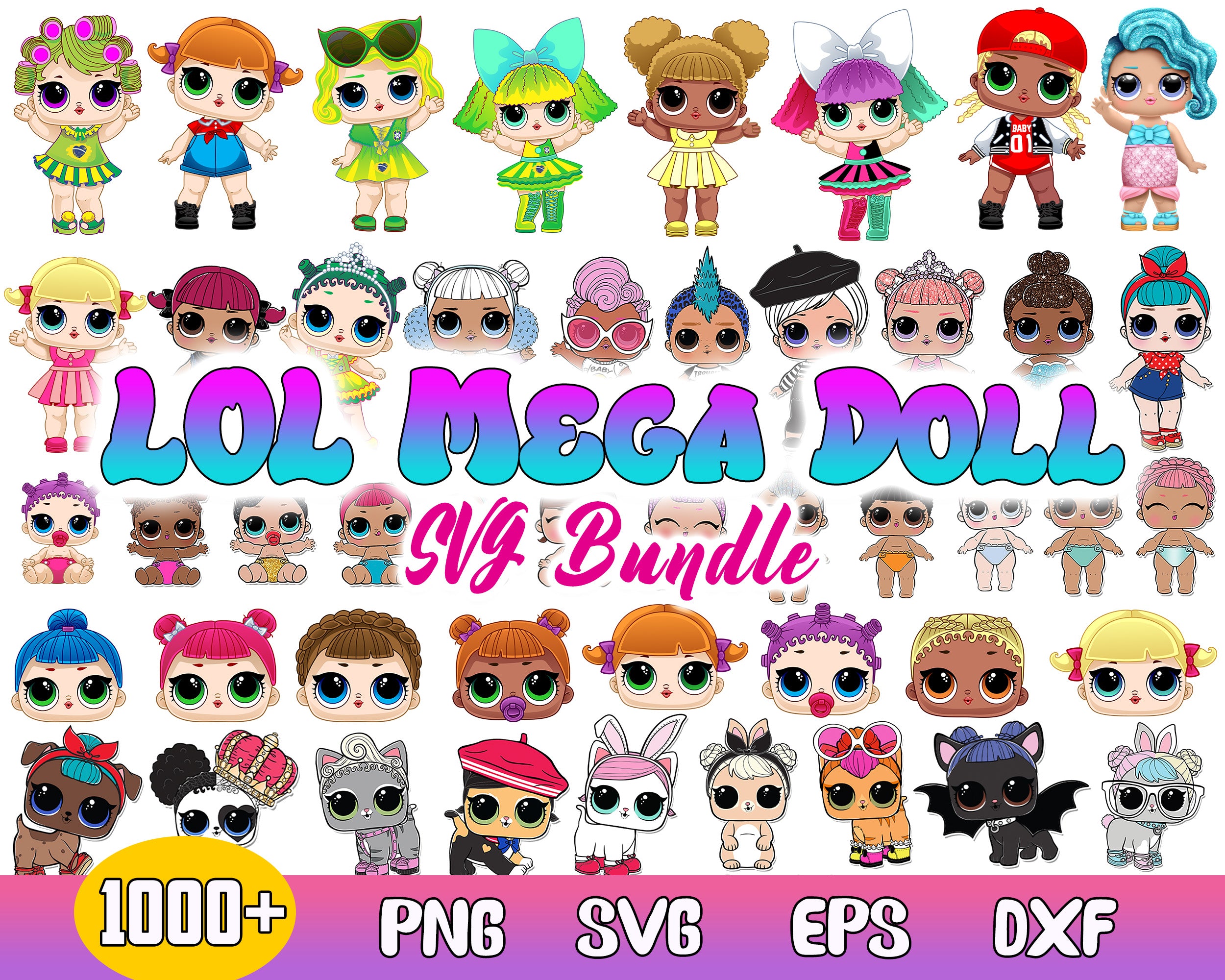 1000+ Baby Doll Bundle Bundle dolls Svg, Beautiful Doll Png, clipart set vector, New Doll Svg