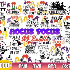 Halloween collage of witch text quotes and silhouette icons including witch hat and broom
