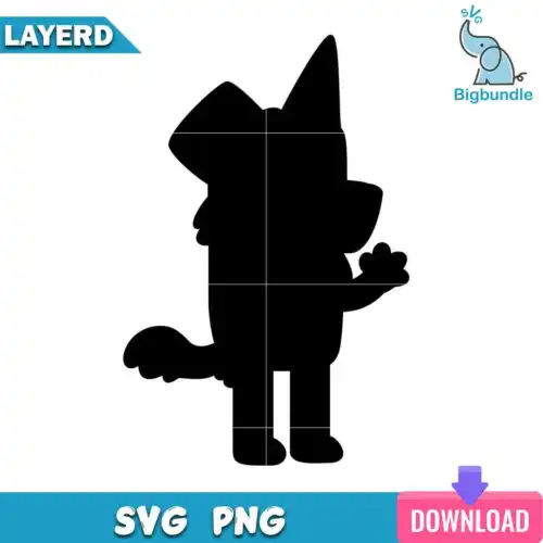 Mackenzie silhouette svg, bluey svg, bluey dog.
