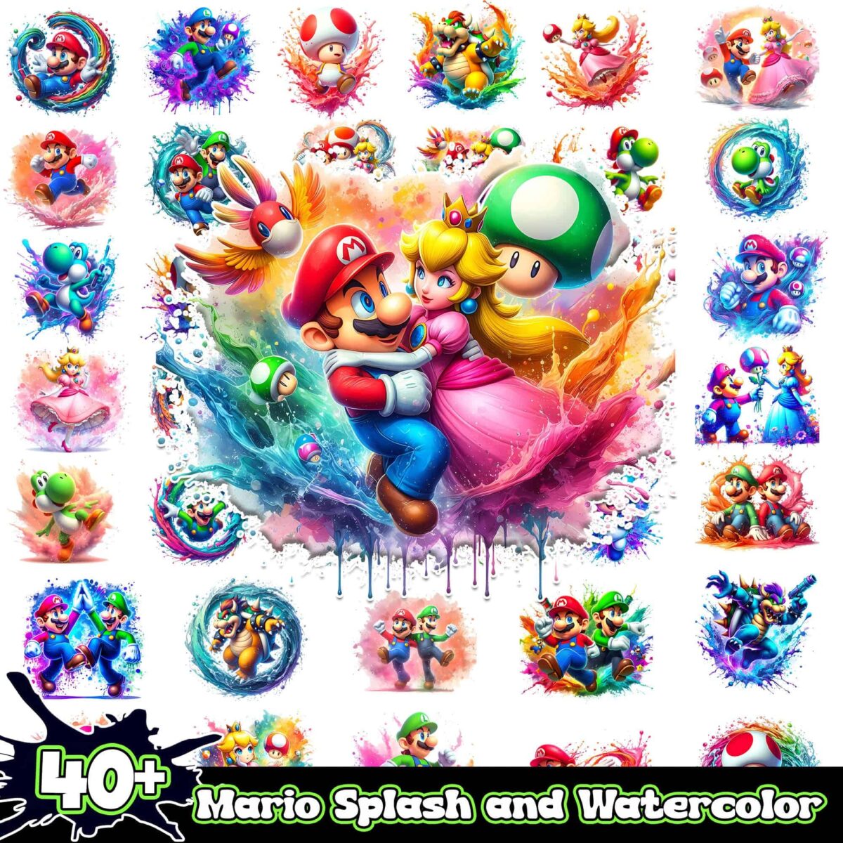 MarioSplashandWatercolorbundle