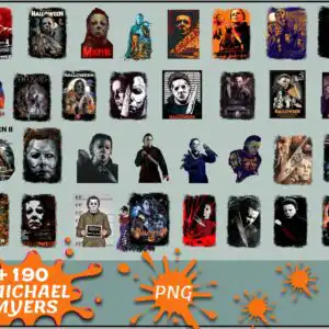 Retro distressed collage of masked horror figure with white mask, kitchen knife and Halloween text in black orange red