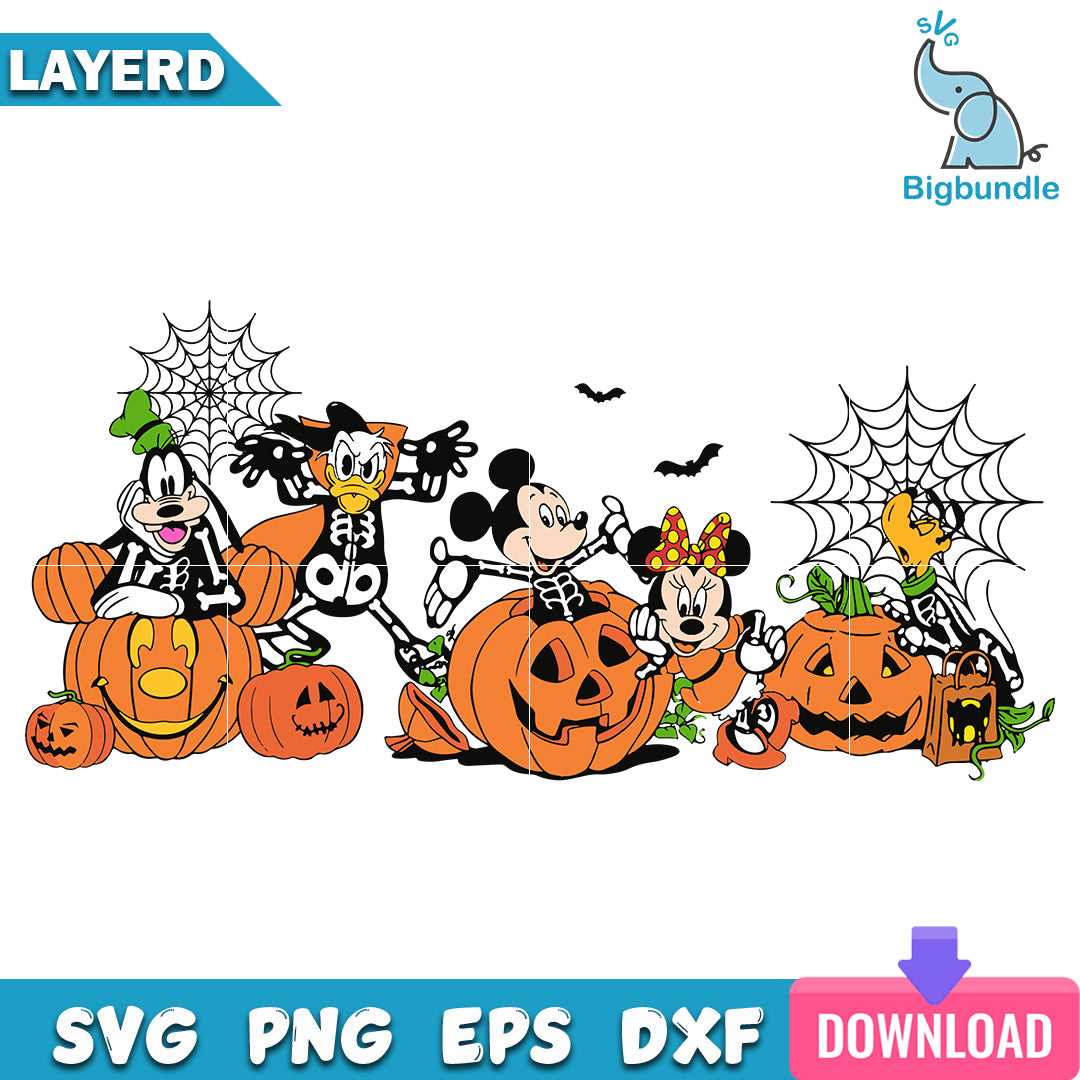 Friends mickey halloween, halloween png, dxf, svg, eps, Instant download.