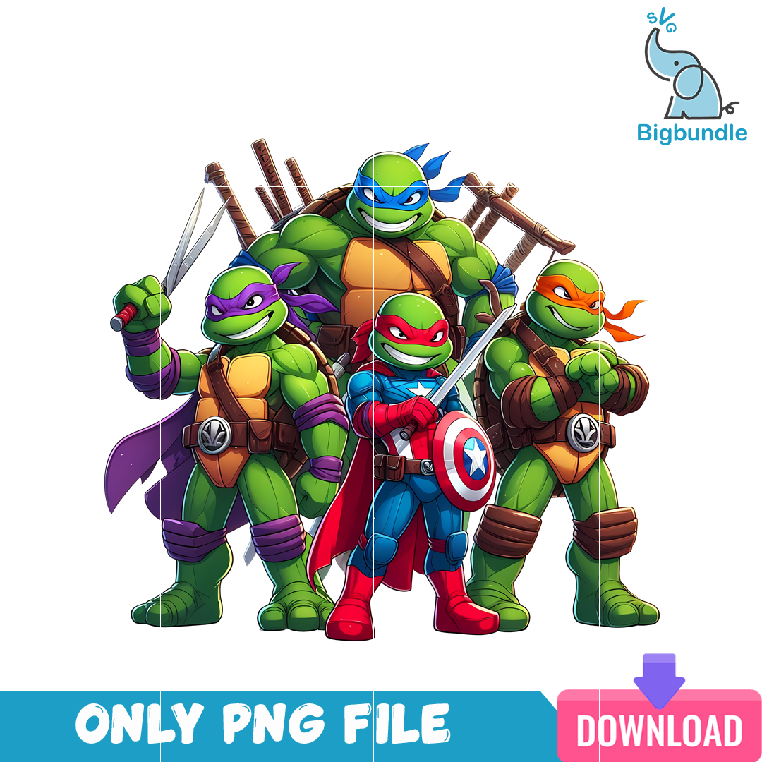 Ninja Turtle Avengers Action Cartoon PNG