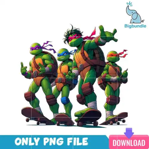 Ninja Turtle Skate Action Cartoon PNG