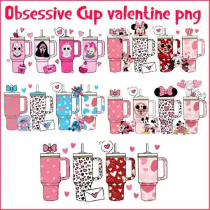 obsessivecupdisordervalentine_sdaypngbundle.jpg Valentine's Day tumbler pattern with hearts, leopard prints, Minnie Mouse, Mickey Mouse and Stitch in pink, red and sky blue