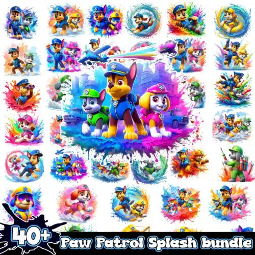 Paw Patrol Watercolor Splash png bundle