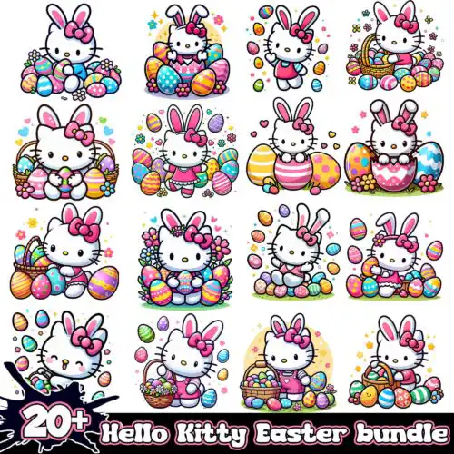 Rabbit Hello Kitty Easter bundle png