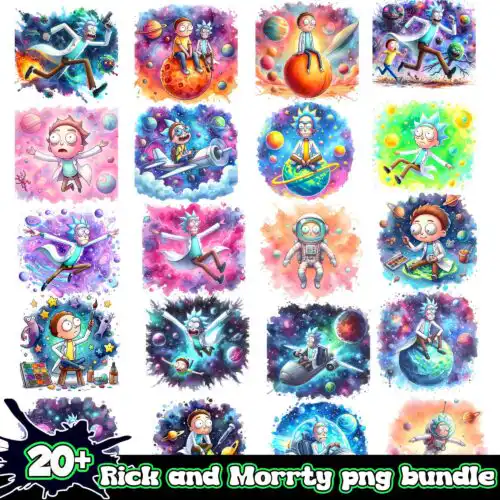 Rick and Morrty Splash and Watercolor png bundle