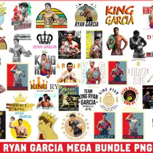 Vintage retro Ryan Garcia boxing graphics with crown and gloves art