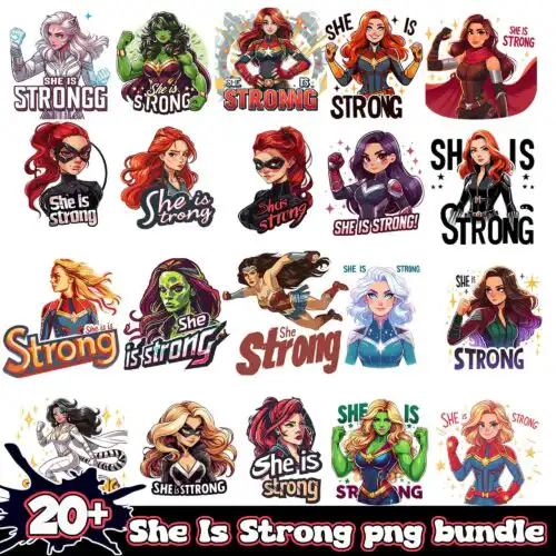 SheIsStrongpngbundle.jpg Supper hero She Is Strong png bundle