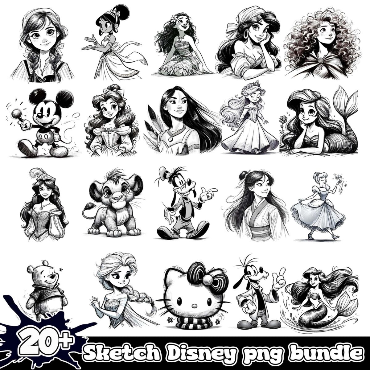 SketchDisneyCharacterspngbundle