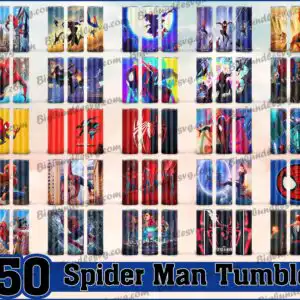 spiderman1_ad0e8468-a78d-4528-b8b4-58a3a5757a9a.jpg Spider-Man tumbler wrap with action poses and spider mask icons in red and blue