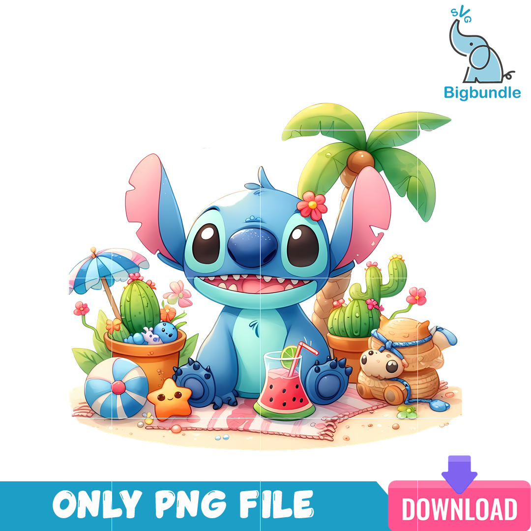 Summer Vacation Stitch PNG