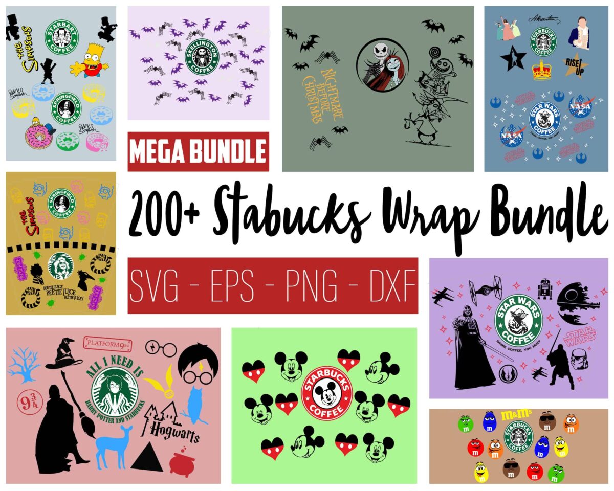 Starbucks Wrap SVG Bundle 200 BP1175SVG BP1176SVG BP1177SVG