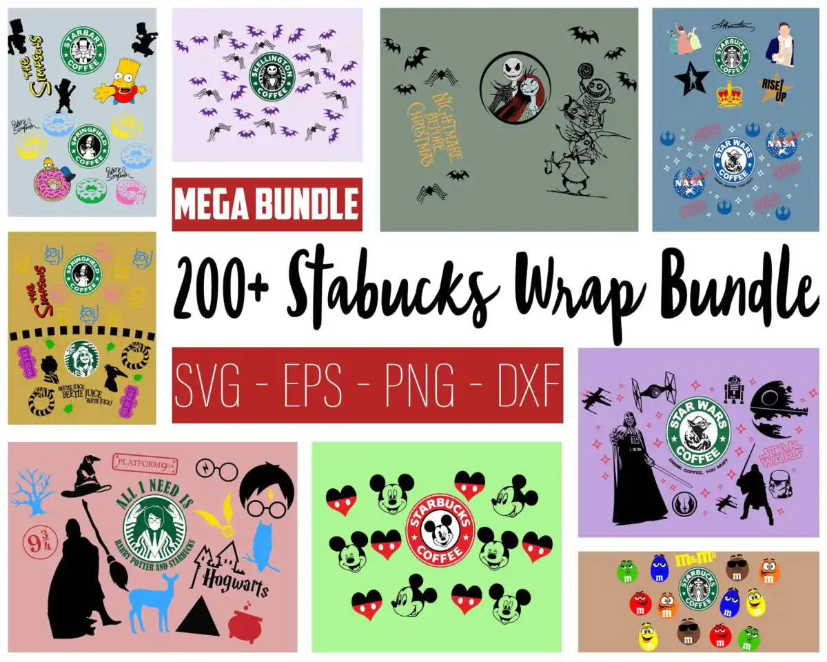 200+ Starbucks Wrap SVG Bundle 3.0 Digital Dowload