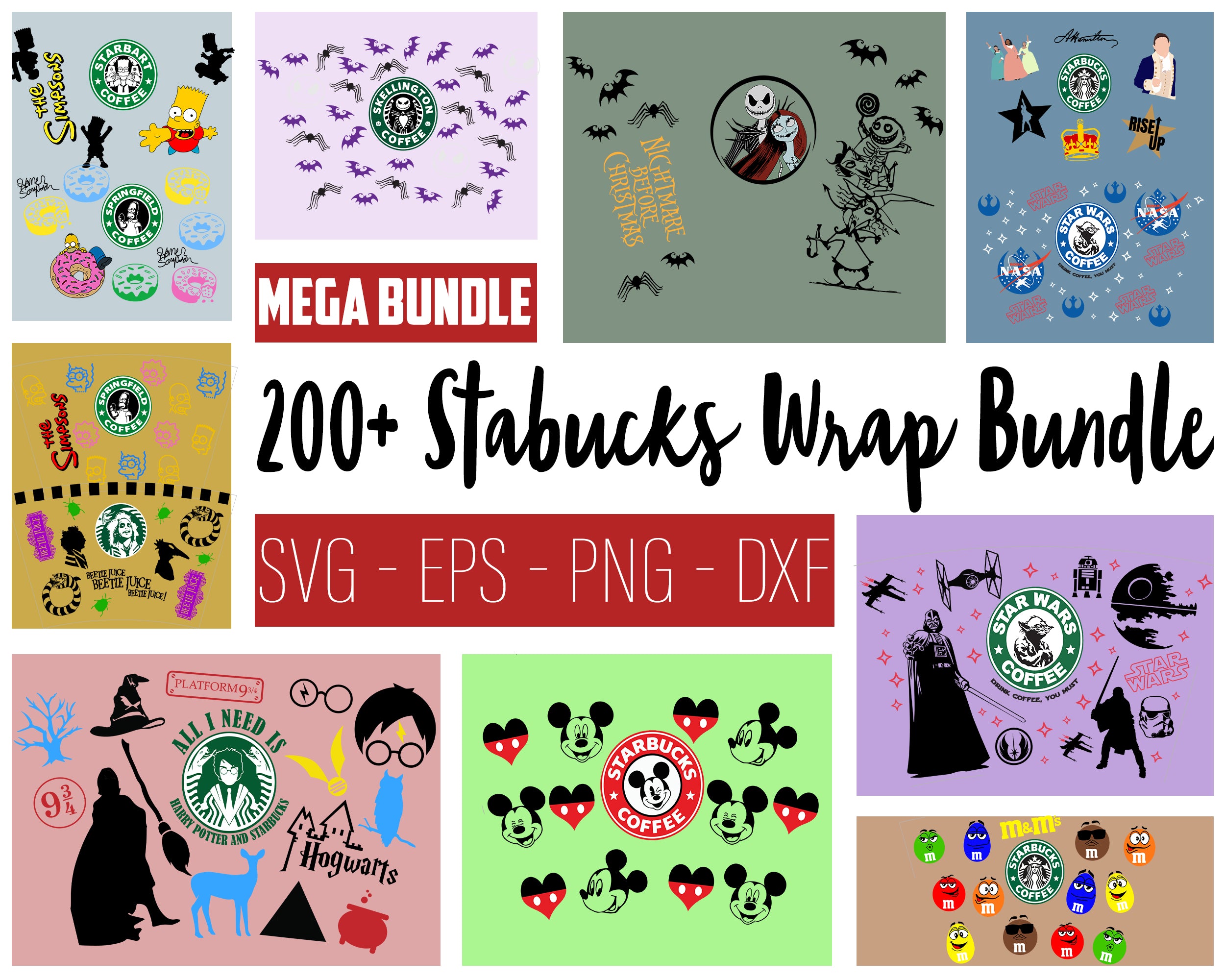 200+ Starbucks Wrap SVG Bundle 3.0 Digital Dowload